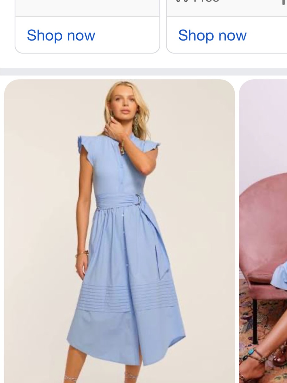 Ramy brook odessa Light Blue Midi Dress with Belt xs